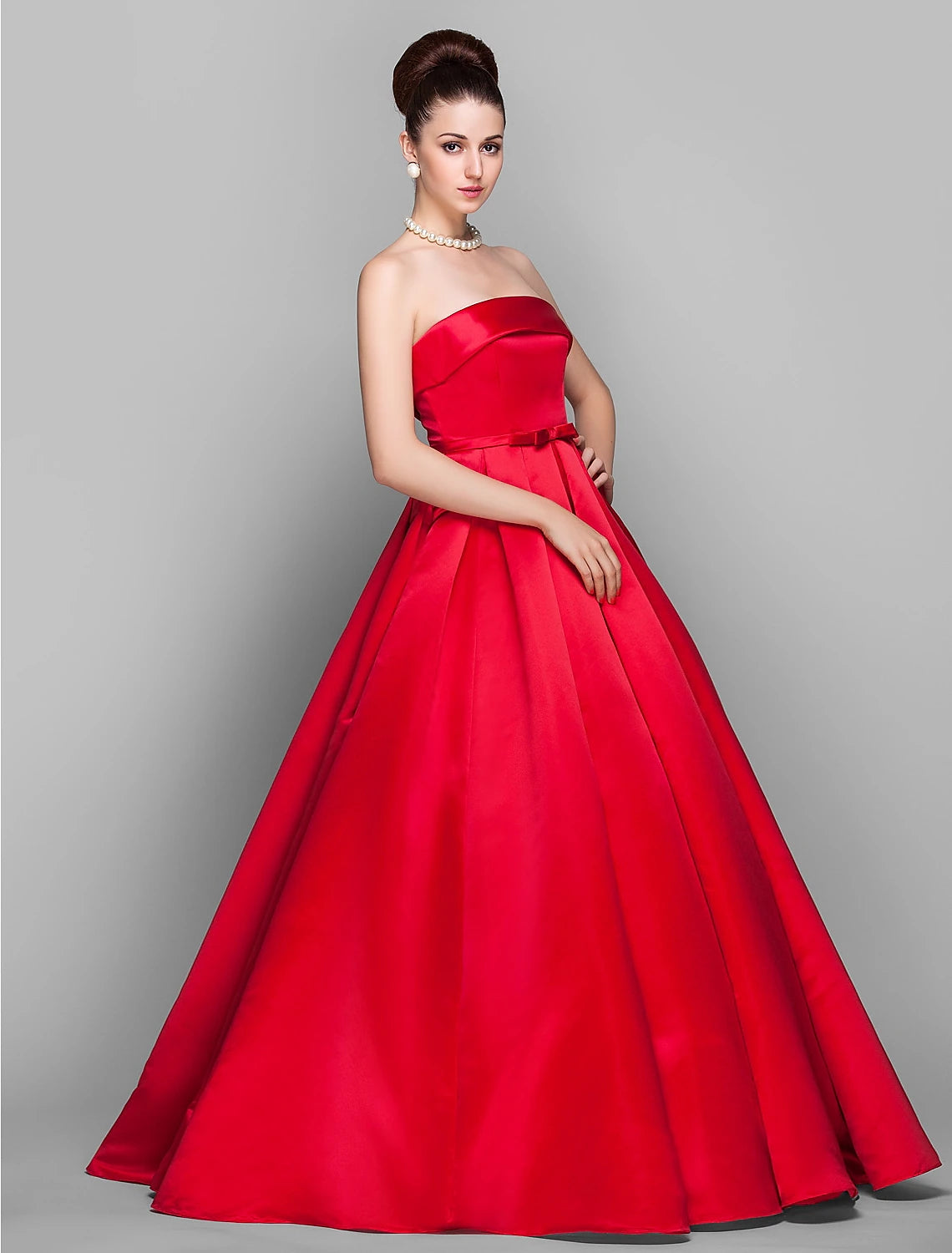 Wholesa Ball Gown Elegant Dress Quinceanera Prom Floor Length Sleeveless Strapless Satin with Bow(s)