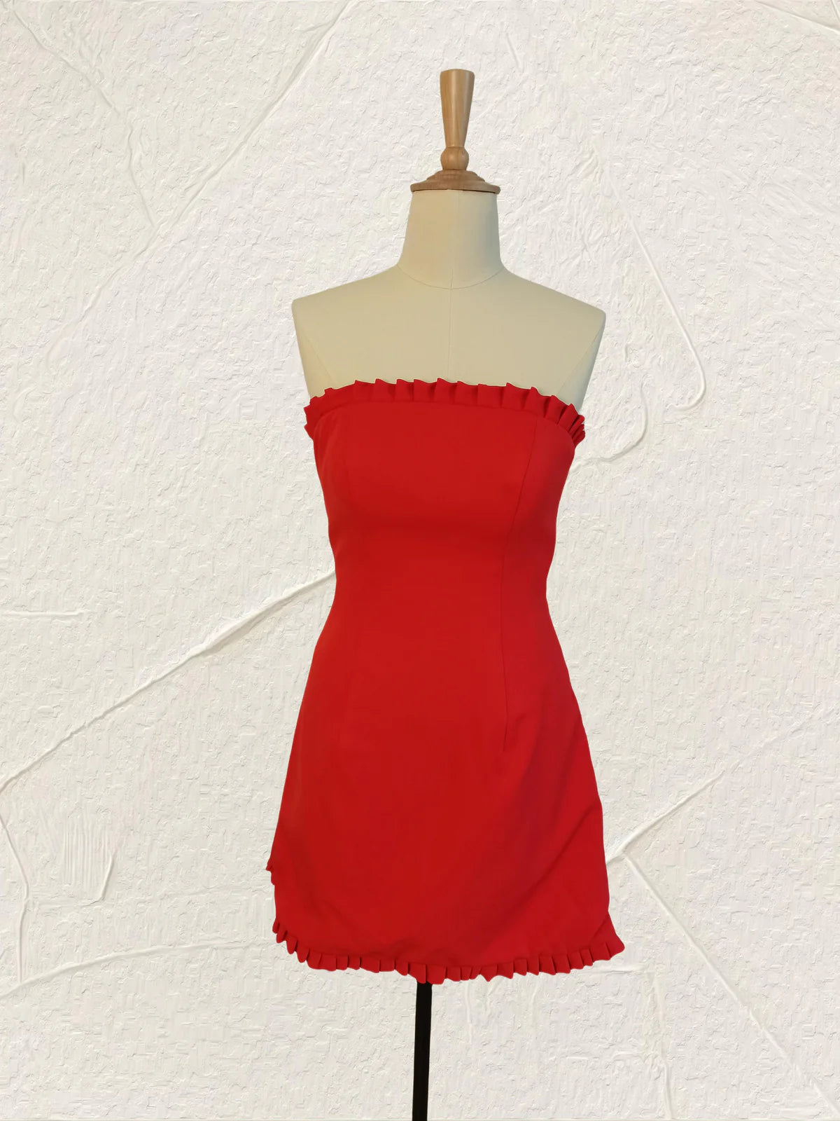 Aimishang Ruffles Strapless Red Tight Mini Dress Simple Party Dress Cute Homecoming Dress