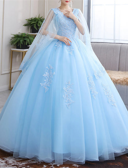 Wholesa Ball Gown Quinceanera Dresses Princess Dress Red Green Dress Sweet 16 Floor Length Short Sleeve V Neck Tulle with Appliques