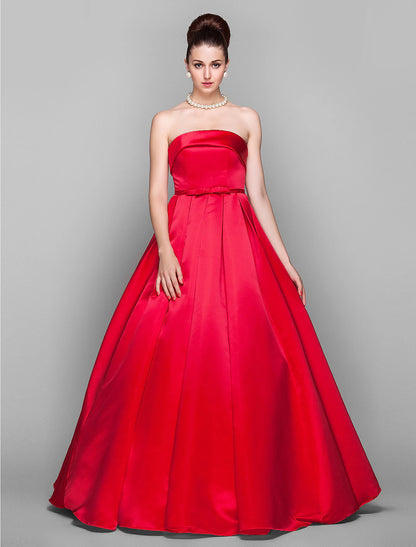 wholesale  Ball Gown Elegant Dress Quinceanera Floor Length Sleeveless Strapless Satin with Bow(s)