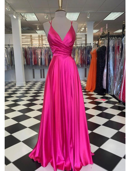 wholesale  A-Line Prom Dresses Sexy Dress Formal Floor Length Sleeveless Spaghetti Strap Bridesmaid Dress Charmeuse with Slit