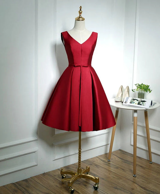 Aimishang Elegant V Neck A Line Sleeveless Short Formal Prom Dress Simple Homecoming Dress