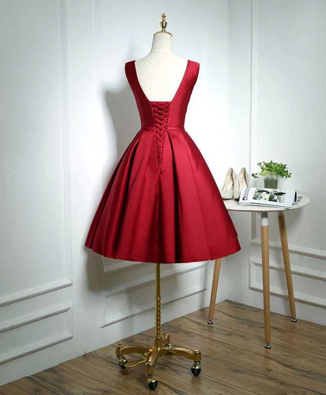 Aimishang Elegant V Neck A Line Sleeveless Short Formal Prom Dress Simple Homecoming Dress