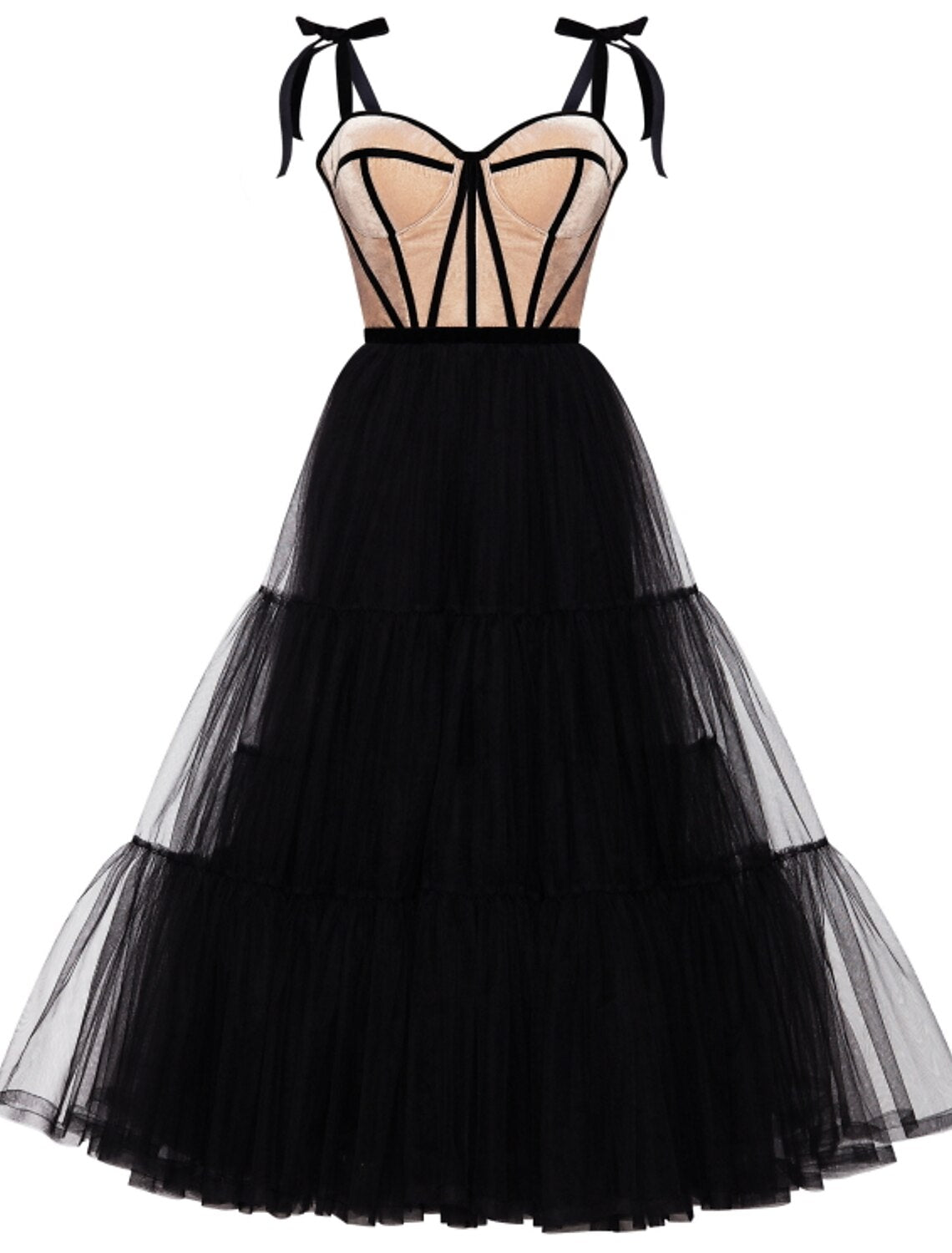 Wholesa  A-Line Cocktail Dresses Party Black Dress Plus Size Wedding Guest Cocktail Party Tea Length Sleeveless Sweetheart Wednesday Addams Family Tulle with Pleats Tiered