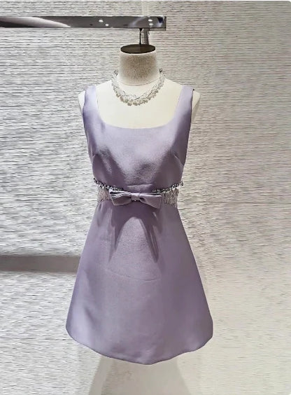 Aimishang Sweet Purple Square Neck Sleeveless Short Homecoming Dress Lovely 16th Birthday Party Dress With Bow