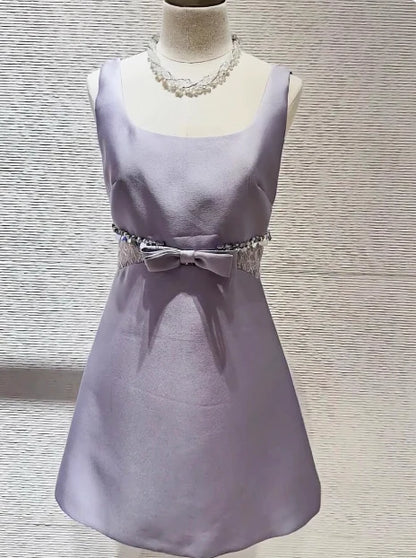 Aimishang Sweet Purple Square Neck Sleeveless Short Homecoming Dress Lovely 16th Birthday Party Dress With Bow