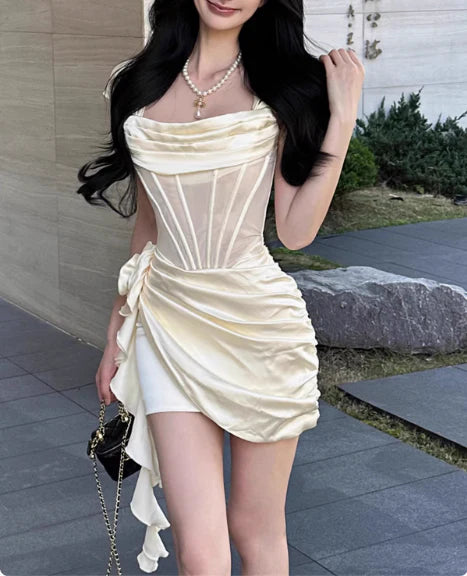 Aimishang Sweet Satin Off-The-Shoulder Short Party Prom Dress Stylish Homecoming Dress
