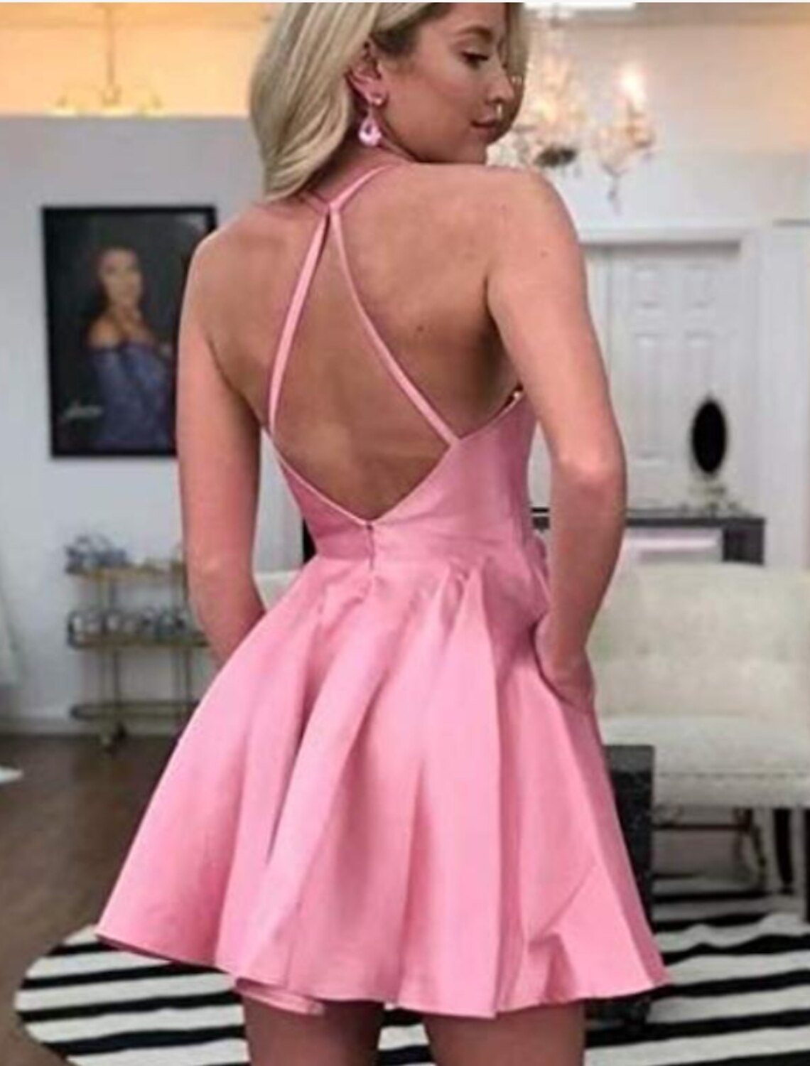 wholesale A-Line Cocktail Dresses Party Dress Engagement Short / Mini Sleeveless Jewel Neck Chiffon with Sleek