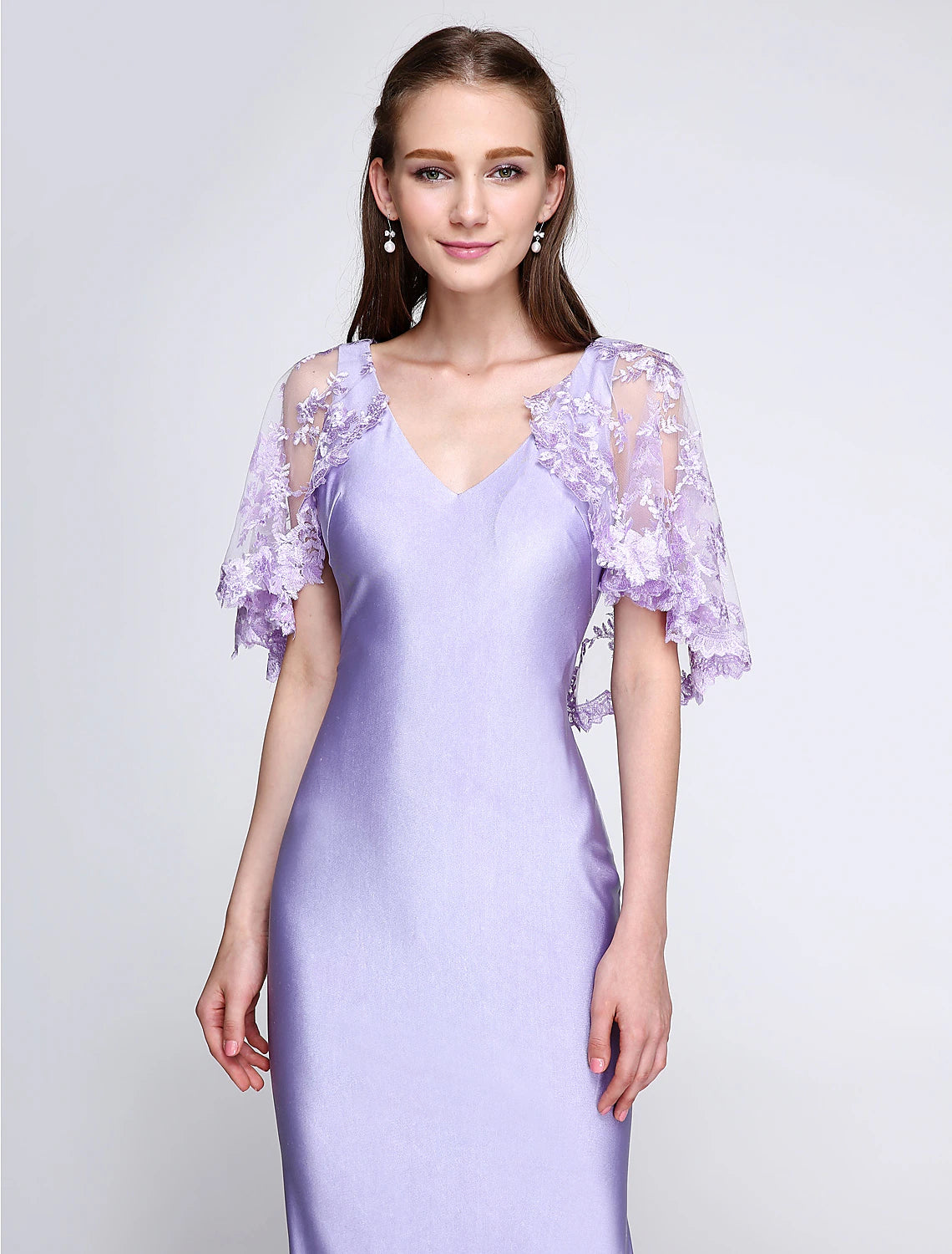 Aimishang Mermaid / Trumpet Bridesmaid Dress V Neck Sleeveless Wrap Included Sweep / Brush Train Jersey with Lace