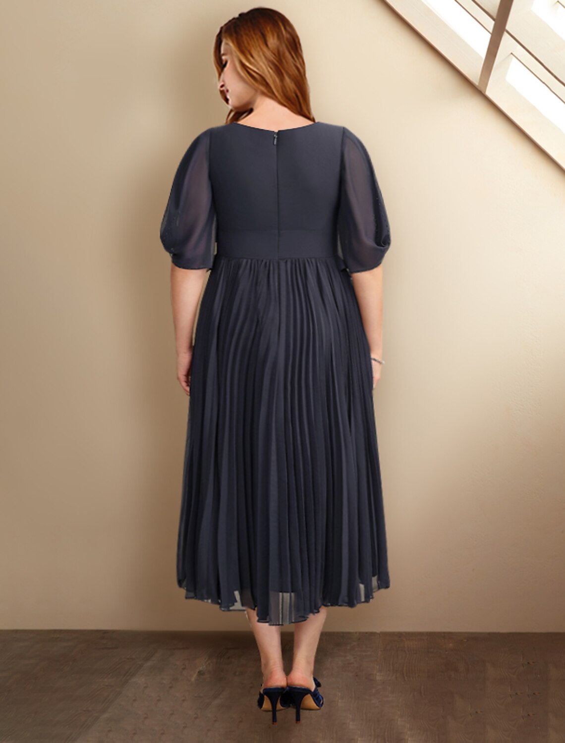 Wholesa A-Line Mother of the Bride Dresses Plus Size Hide Belly Curve