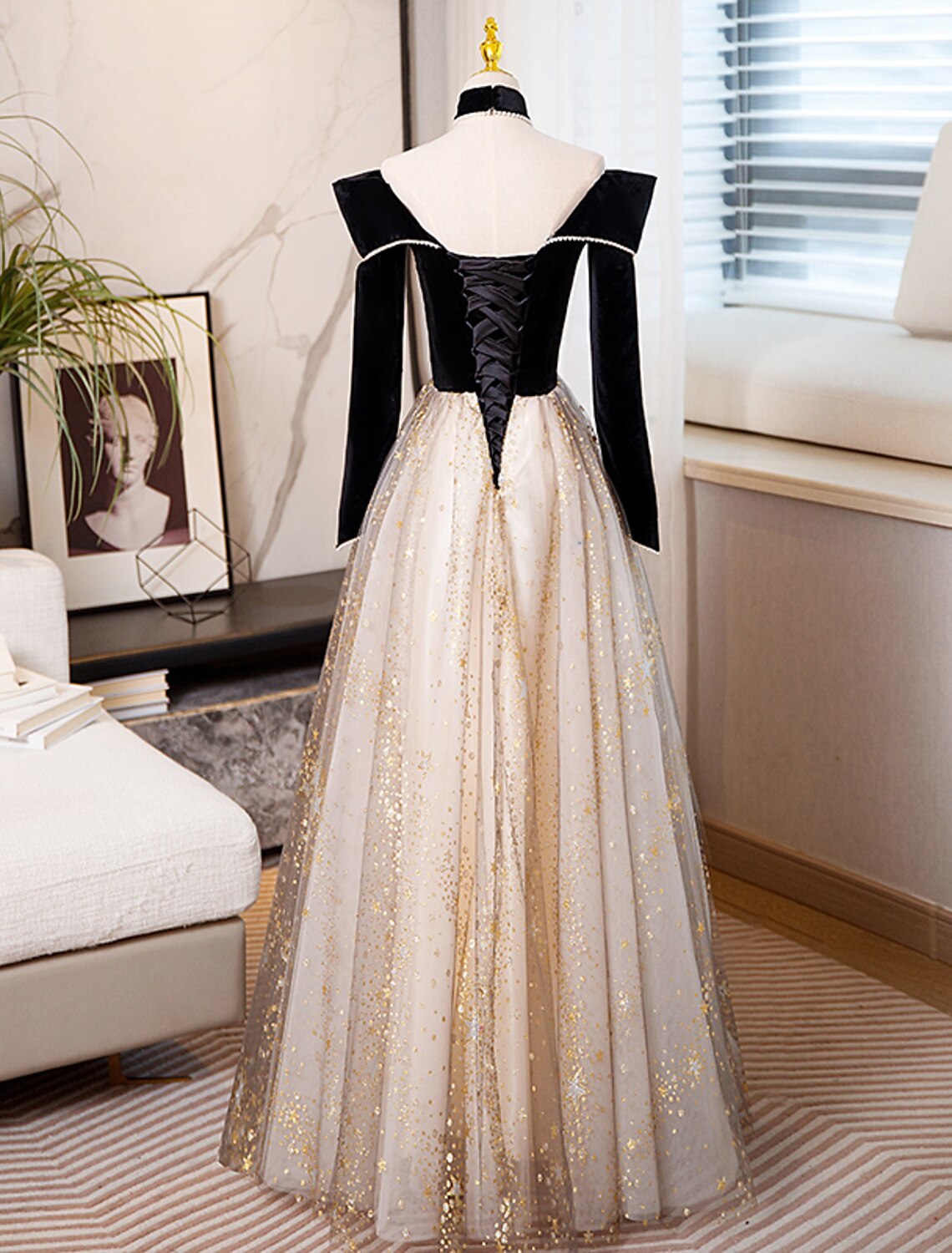 wholesale   A-Line Prom Dresses Sparkle & Shine Dress Engagement Floor Length Long Sleeve Sweetheart Tulle with Sequin