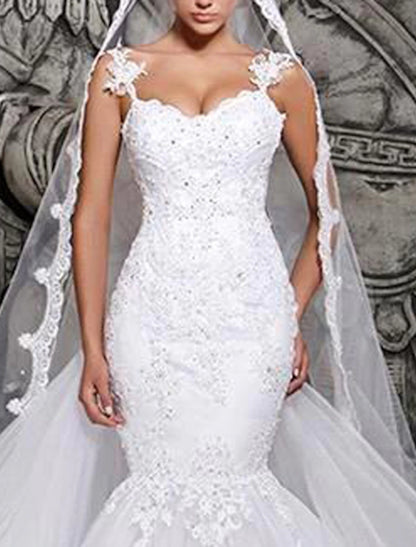 Wholesale Engagement Open Back Formal Wedding Dresses Mermaid / Trumpet Sweetheart Cap Sleeve Court Train Lace Bridal Gowns With 2023 Summer Wedding Party