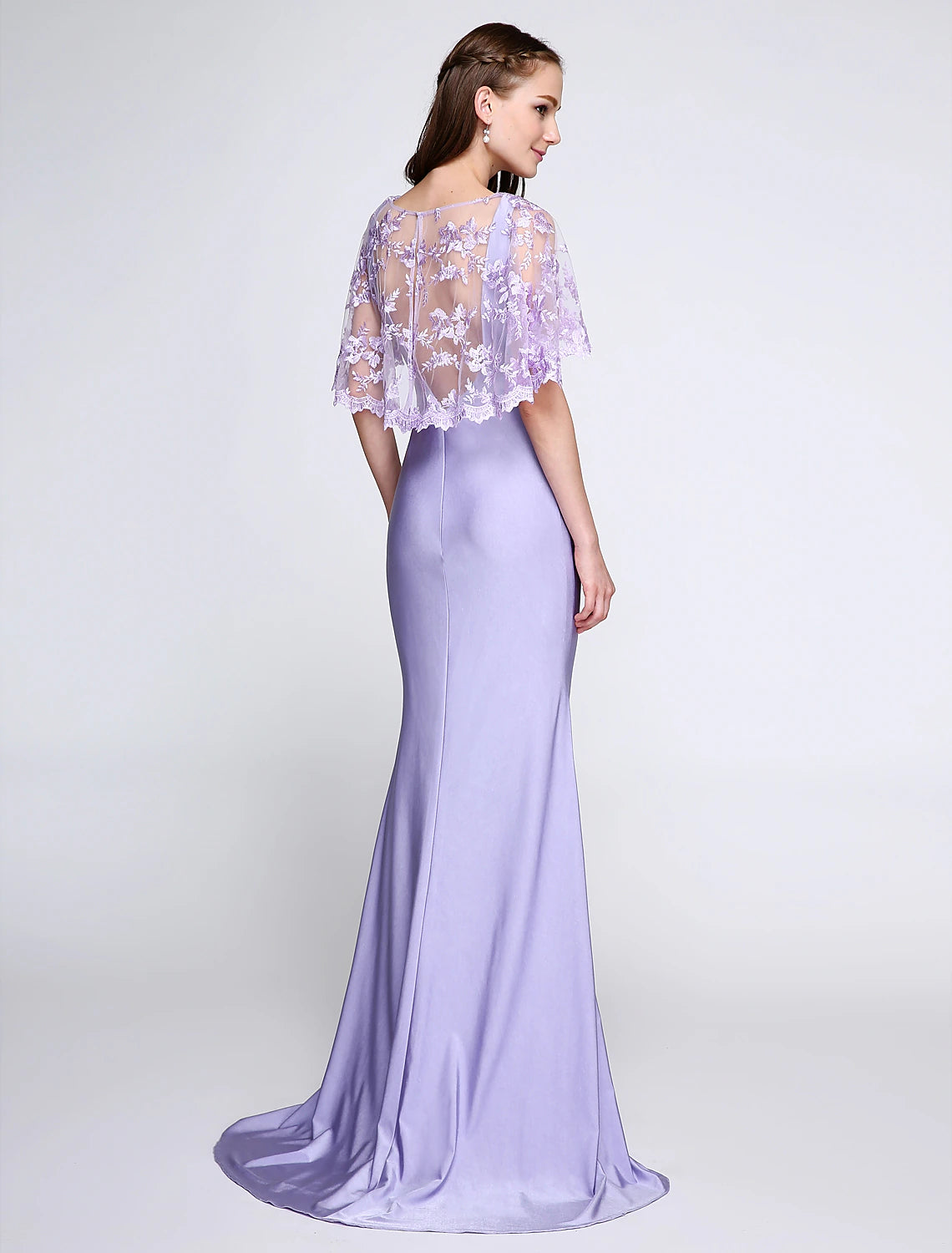 Aimishang Mermaid / Trumpet Bridesmaid Dress V Neck Sleeveless Wrap Included Sweep / Brush Train Jersey with Lace
