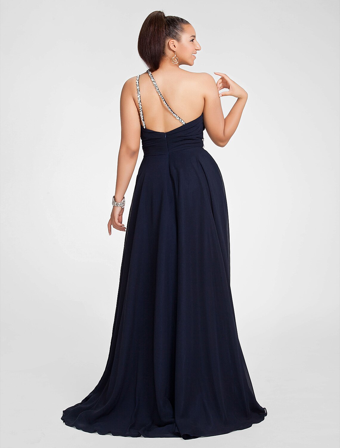 Wholesa  A-Line Cut Out Dress Wedding Guest Prom Sweep / Brush Train Sleeveless One Shoulder Chiffon with Ruched Beading