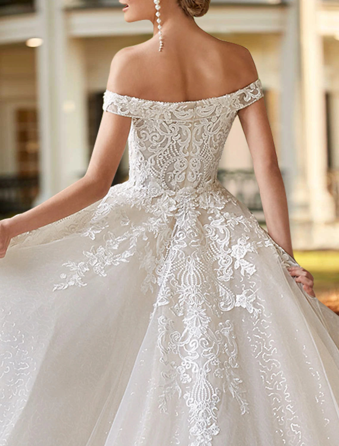 Wholesa Engagement Formal Wedding Dresses Two Piece Off Shoulder Cap Sleeve Court Train Satin Bridal Gowns With Beading Appliques