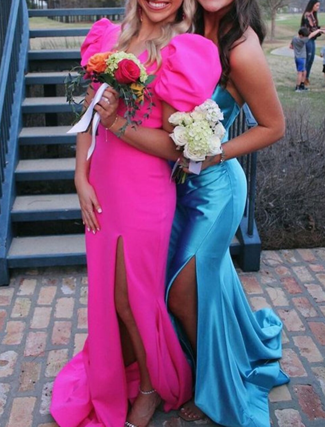 Wholesa Mermaid / Trumpet Prom Dresses Elegant Dress Formal Wedding Court Train Short Sleeve V Neck Satin with Slit