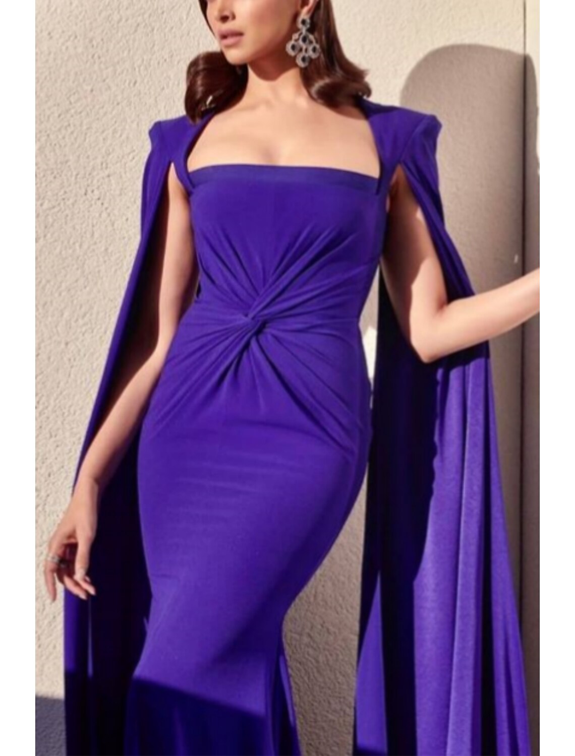 Wholesa A-Line Evening Gown Elegant Cape Dress Formal Wedding Guest Sweep / Brush Train Sleeveless Square Neck Stretch Fabric with Pleats Ruched