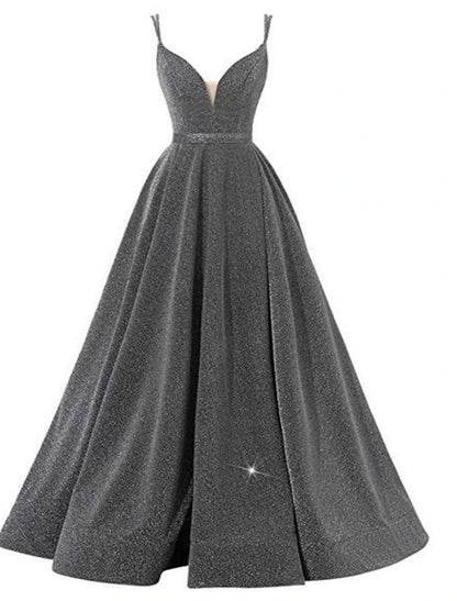 wholesale  A-Line Beautiful Back Sexy Wedding Guest Formal Evening Birthday Dress Spaghetti Strap Sleeveless Floor Length Sequined with Pleats Sequin