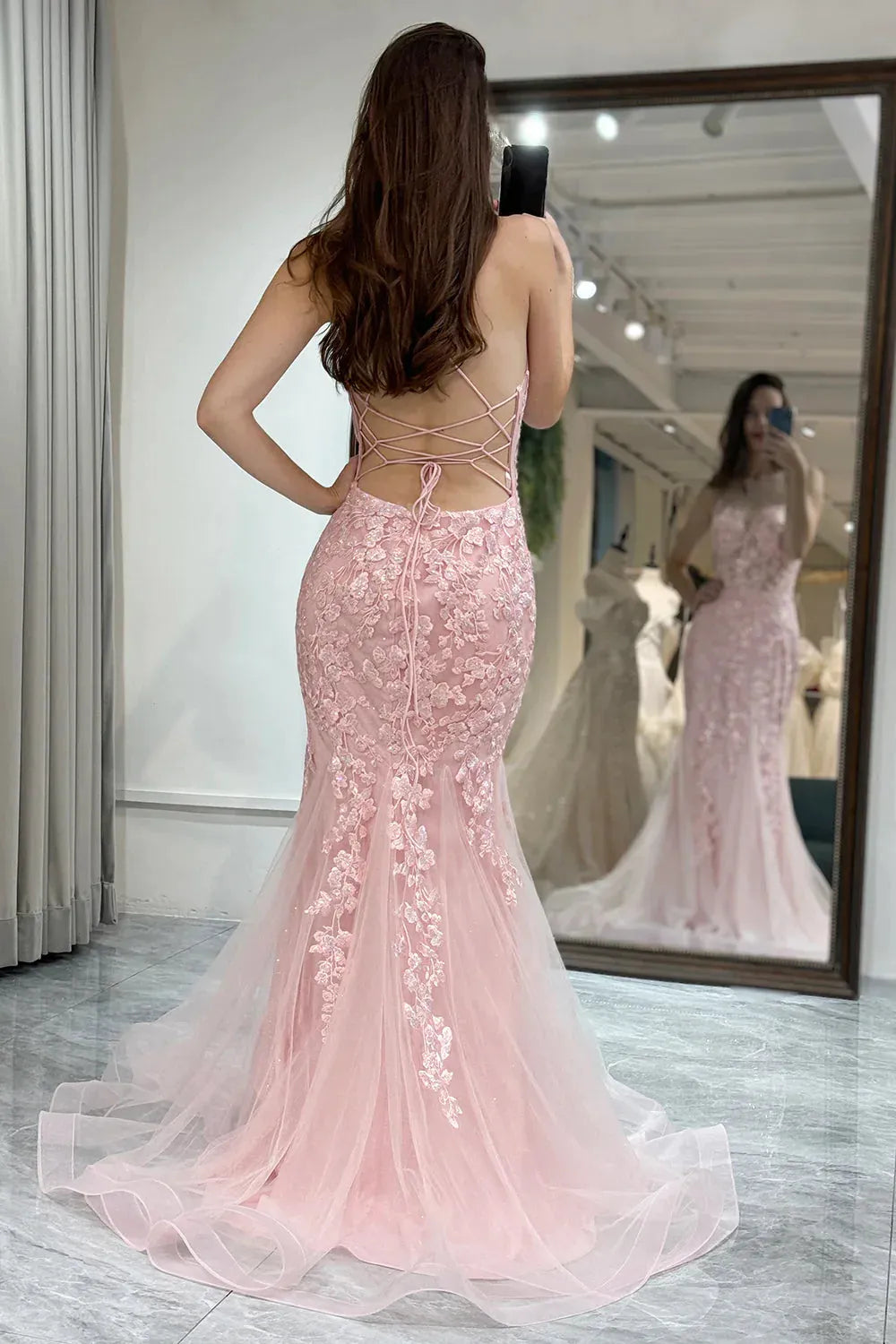 Wholesale Prom Dress Mermaid Lace Up Back Corset With Appliques