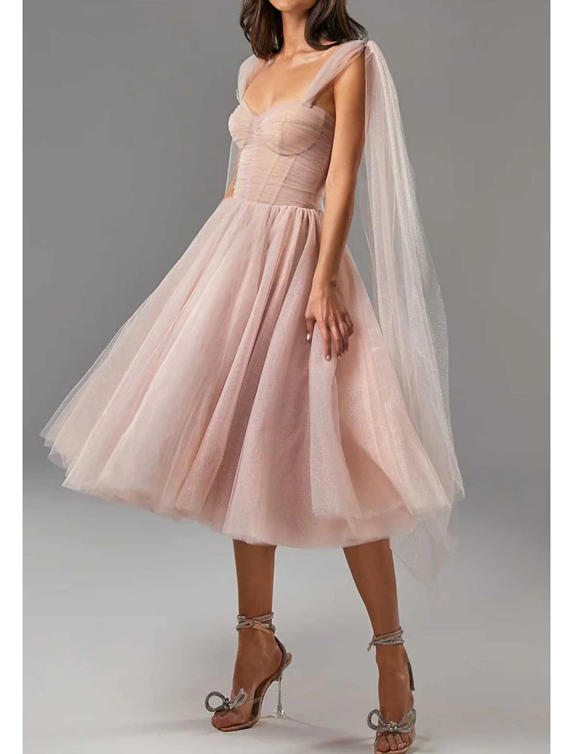 Wholesa  Ball Gown Cocktail Dresses Corsets Dress Graduation Birthday Tea Length Sleeveless Square Neck Tulle with Glitter