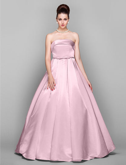 Wholesa Ball Gown Elegant Dress Quinceanera Prom Floor Length Sleeveless Strapless Satin with Bow(s)