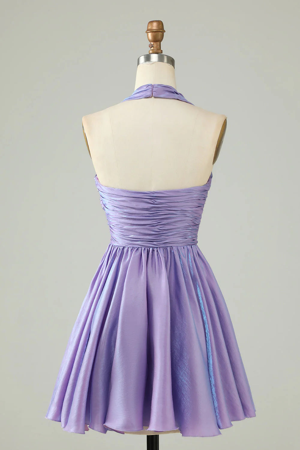 Wholesale A Line Short Homecoming Dress Halter Open Back Sleeveless Purple