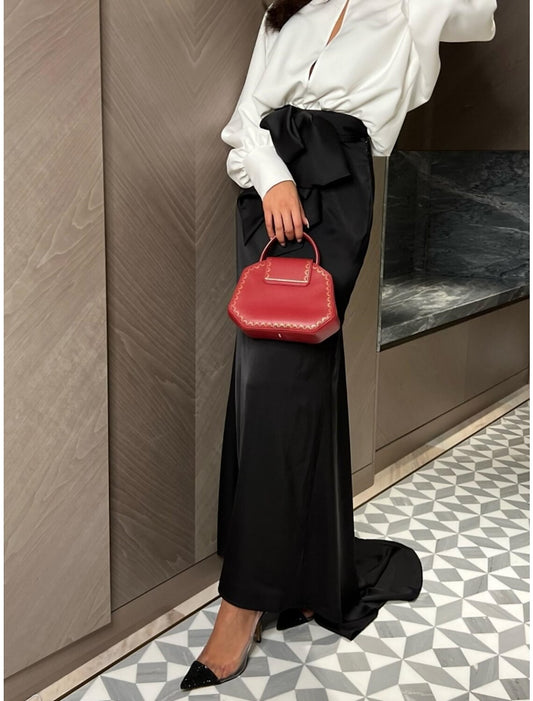 Aimishang A-Line Evening Gown Elegant Dress Formal Sweep / Brush Train Black Dress Long Sleeve Jewel Neck Satin Evening Party Dress