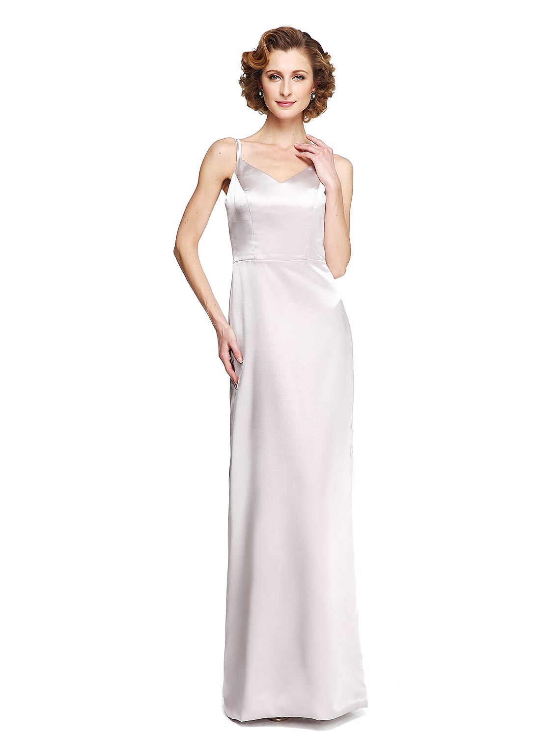 wholesale  Sheath / Column Mother of the Bride Dress Two Piece Spaghetti Strap Floor Length Stretch Satin Sleeveless yes with Pleats