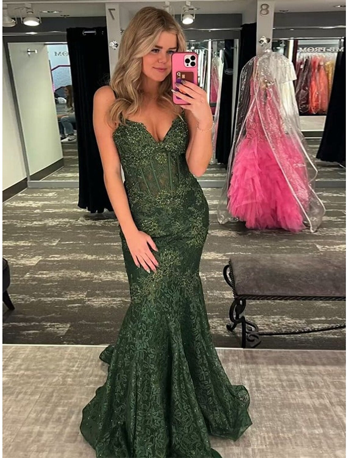 wholesale  Mermaid / Trumpet Evening Gown Maxi Dress Formal Sweep / Brush Train Sleeveless Spaghetti Strap Spandex Backless with Crystals Appliques Pure Color