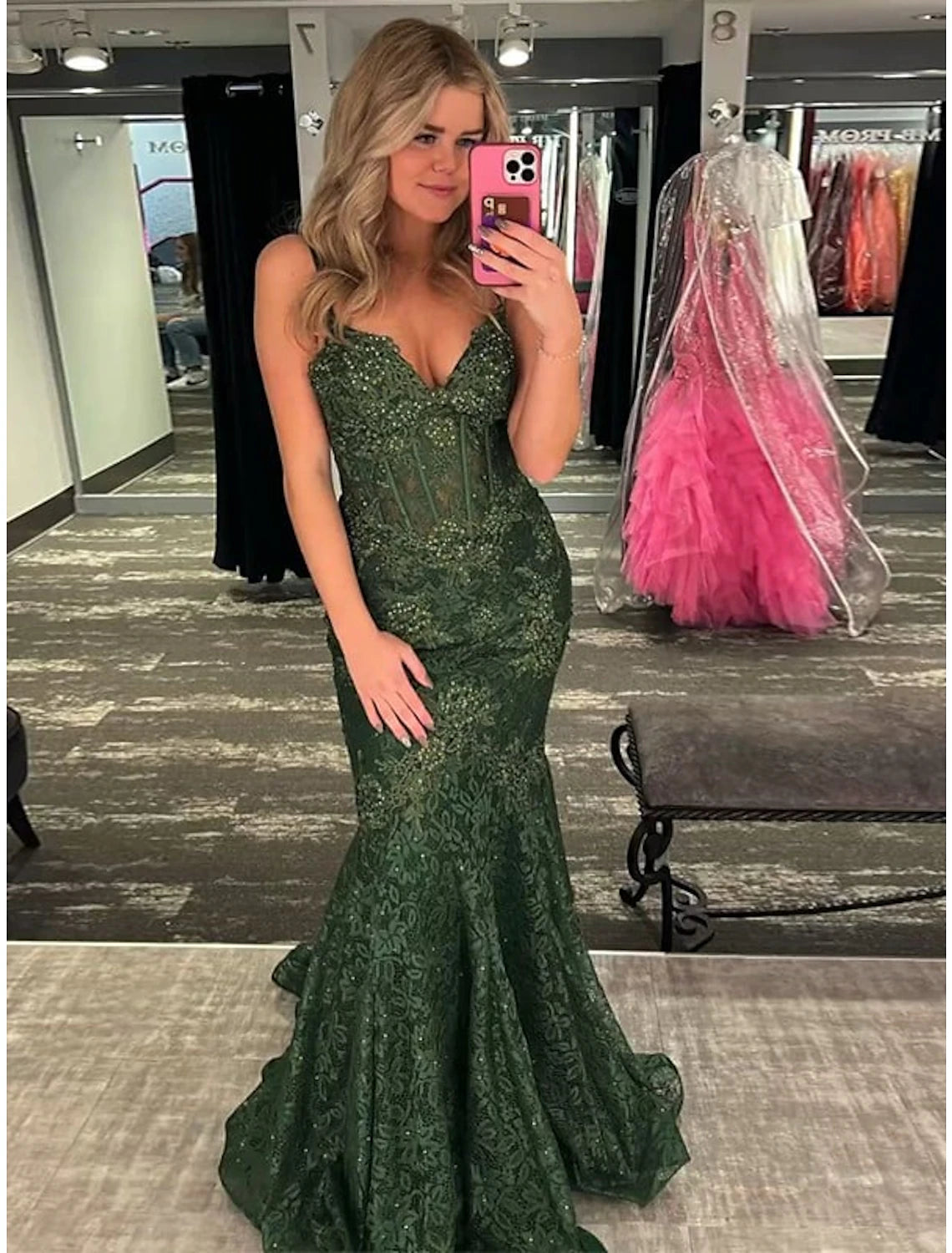 Wholesa Mermaid / Trumpet Evening Gown Maxi Dress Formal Prom Sweep / Brush Train Sleeveless Spaghetti Strap Spandex Backless with Crystals Appliques Pure Color