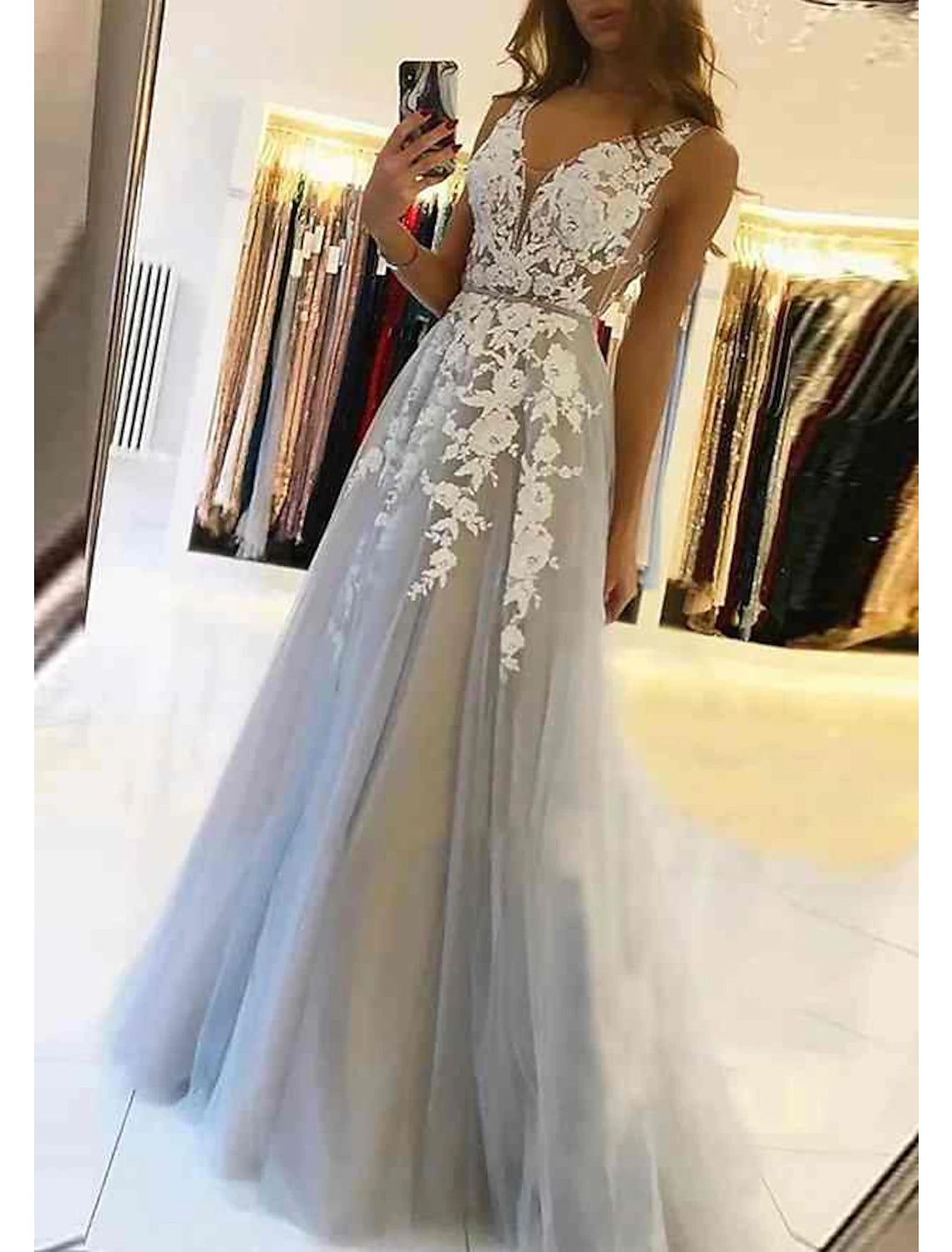 Wholesa  Ball Gown Evening Gown Floral Dress Prom Black Tie Court Train Sleeveless Off Shoulder Royal Style Cotton Backless with Beading Appliques